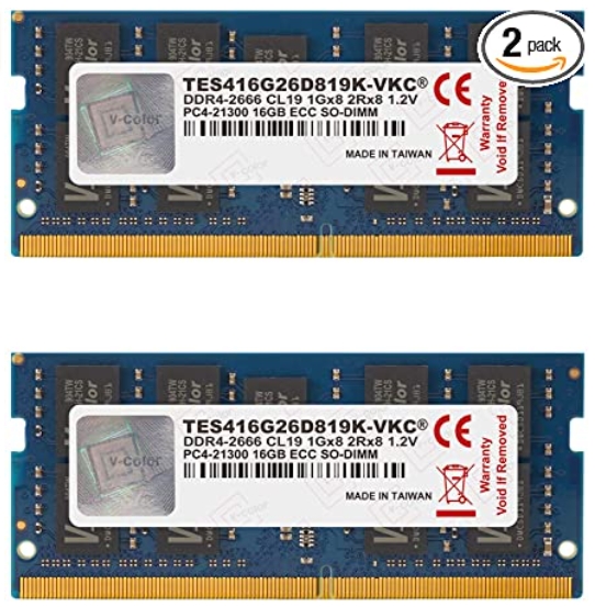 v-Color 32GB (2 x 16GB) ECC SO-DIMM DDR4 2666MHz
