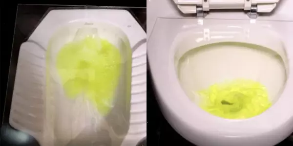 觀察在沖廁所時候玻璃液體濺起的情況