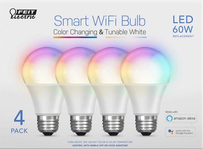 Feit Electric Wi-Fi智能BR30燈泡變色四件裝